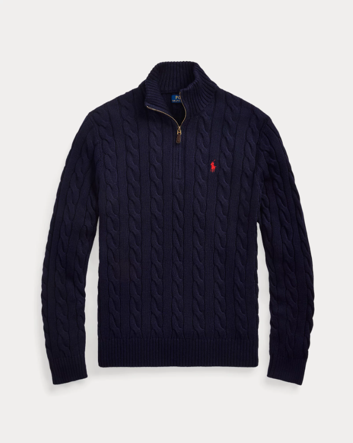 Ralph Lauren Pull demi-zippé en coton torsadé 